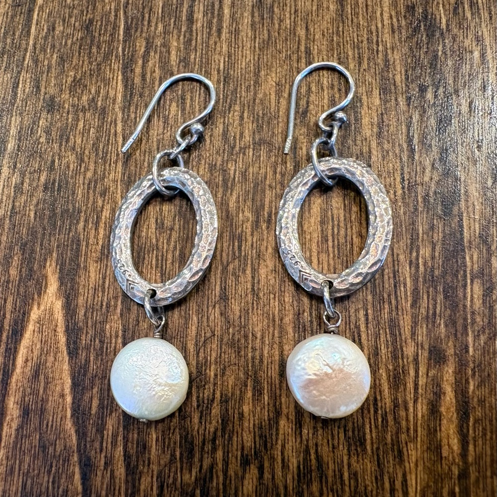 Silpada Sterling Silver and Pearl Drop Earrings